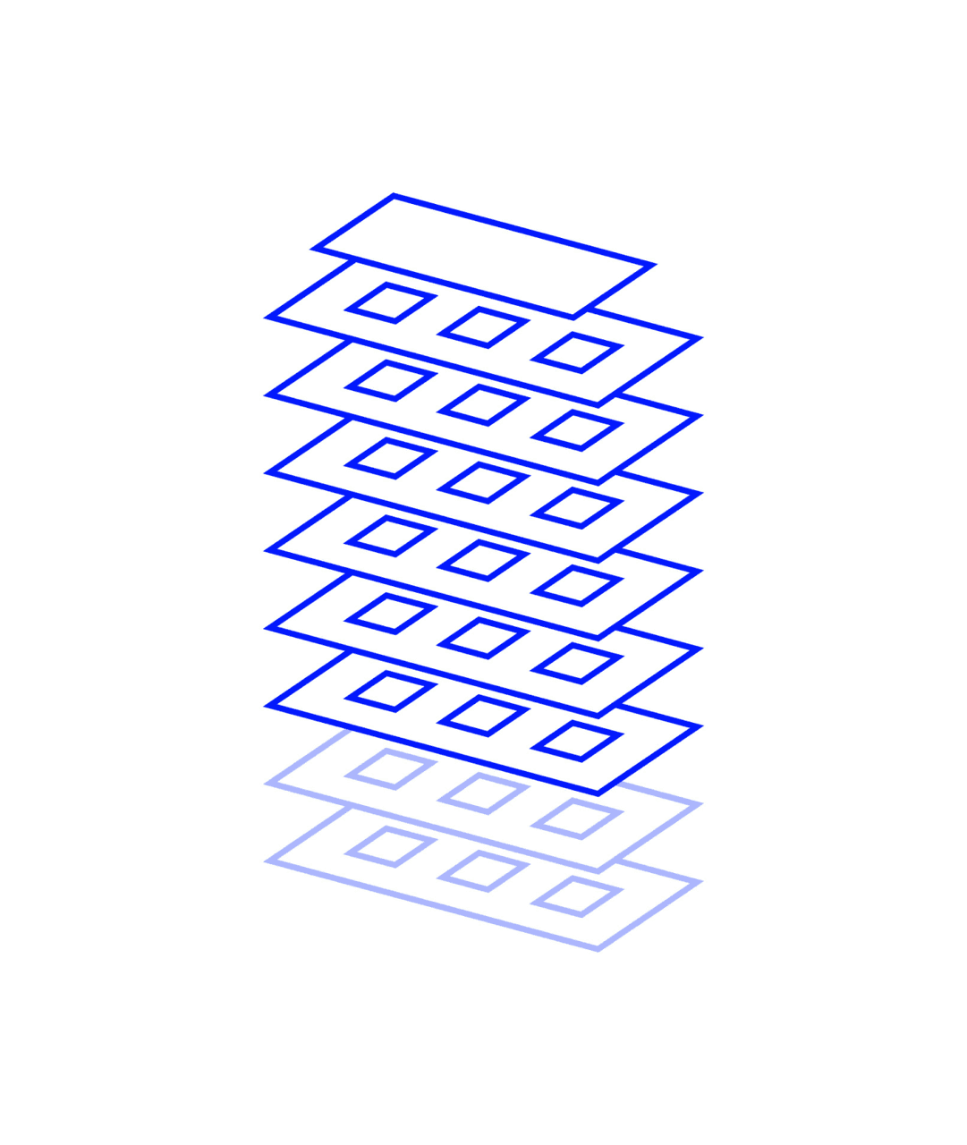 Schematische Darstellung des Stacking Plans eines Gebäudes mit mehreren Etagen in der Neue Siederei.